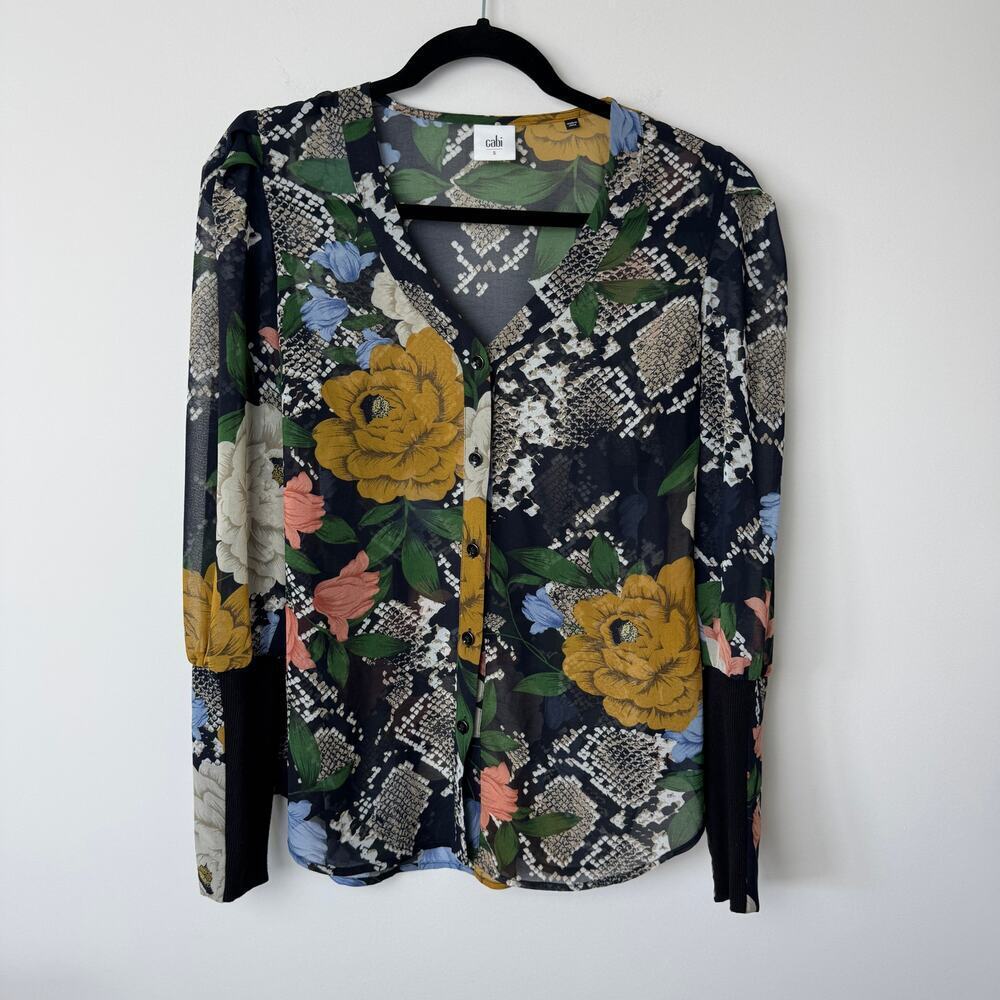 Cabi #3762 Women’s Snake Charmer Floral Blouse Women's Size S